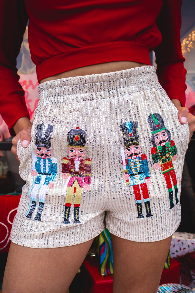 Tis The Season Sequin Nutcracker Shorts-Bottoms-KCoutureBoutique, women's boutique in Bossier City, Louisiana