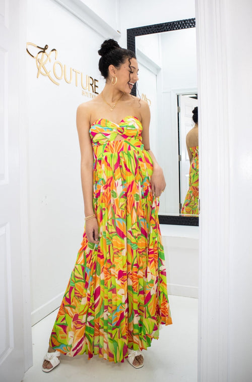 Tropical Print Strapless Jumpsuit-Jumpsuits-KCoutureBoutique, women's boutique in Bossier City, Louisiana