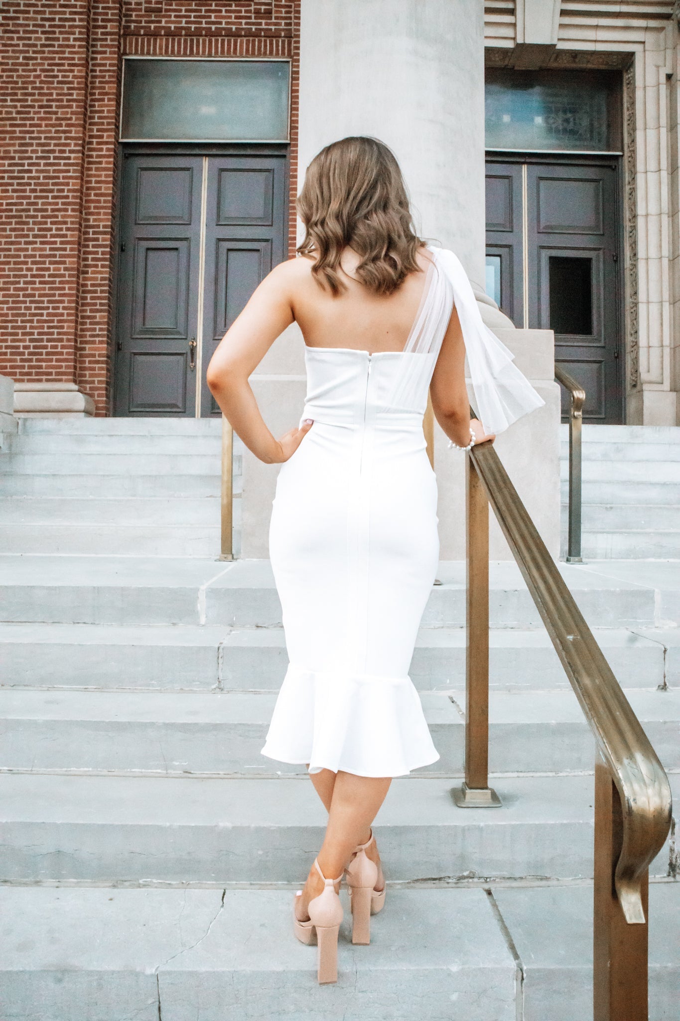 Tulle One Shoulder Bandage Dress