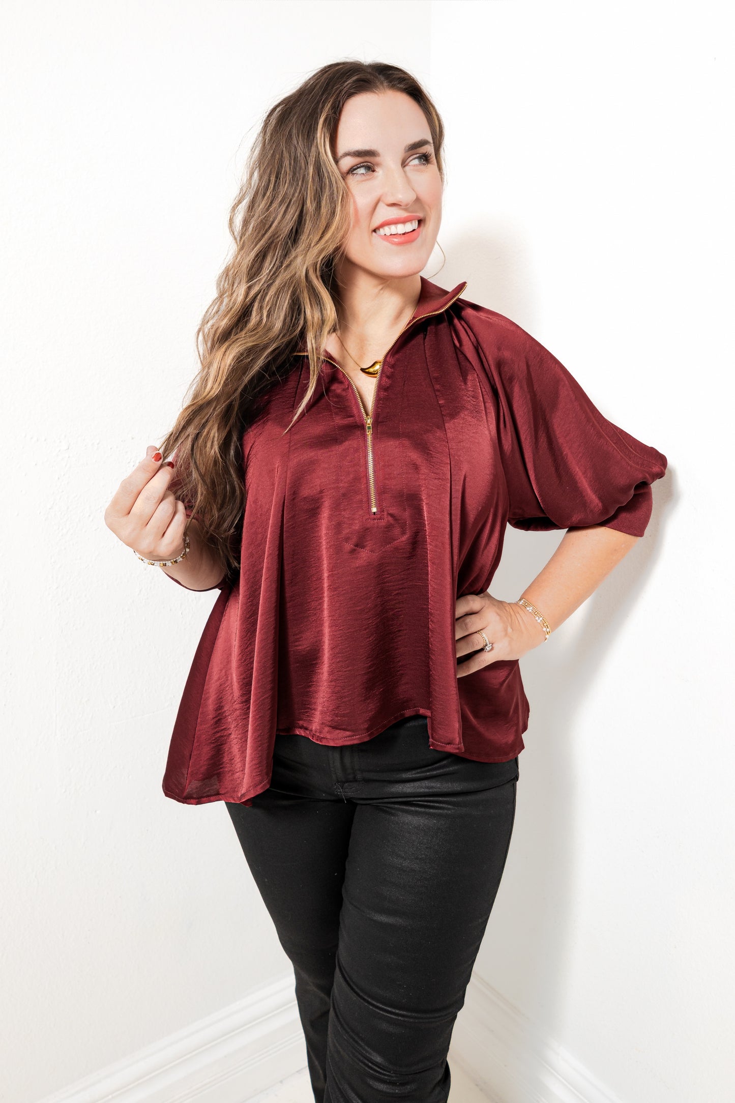 Uptown Ease Puff Sleeve Blouse