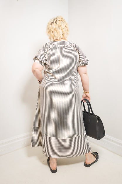 Uptown Lines Pullover Striped Midi Dress