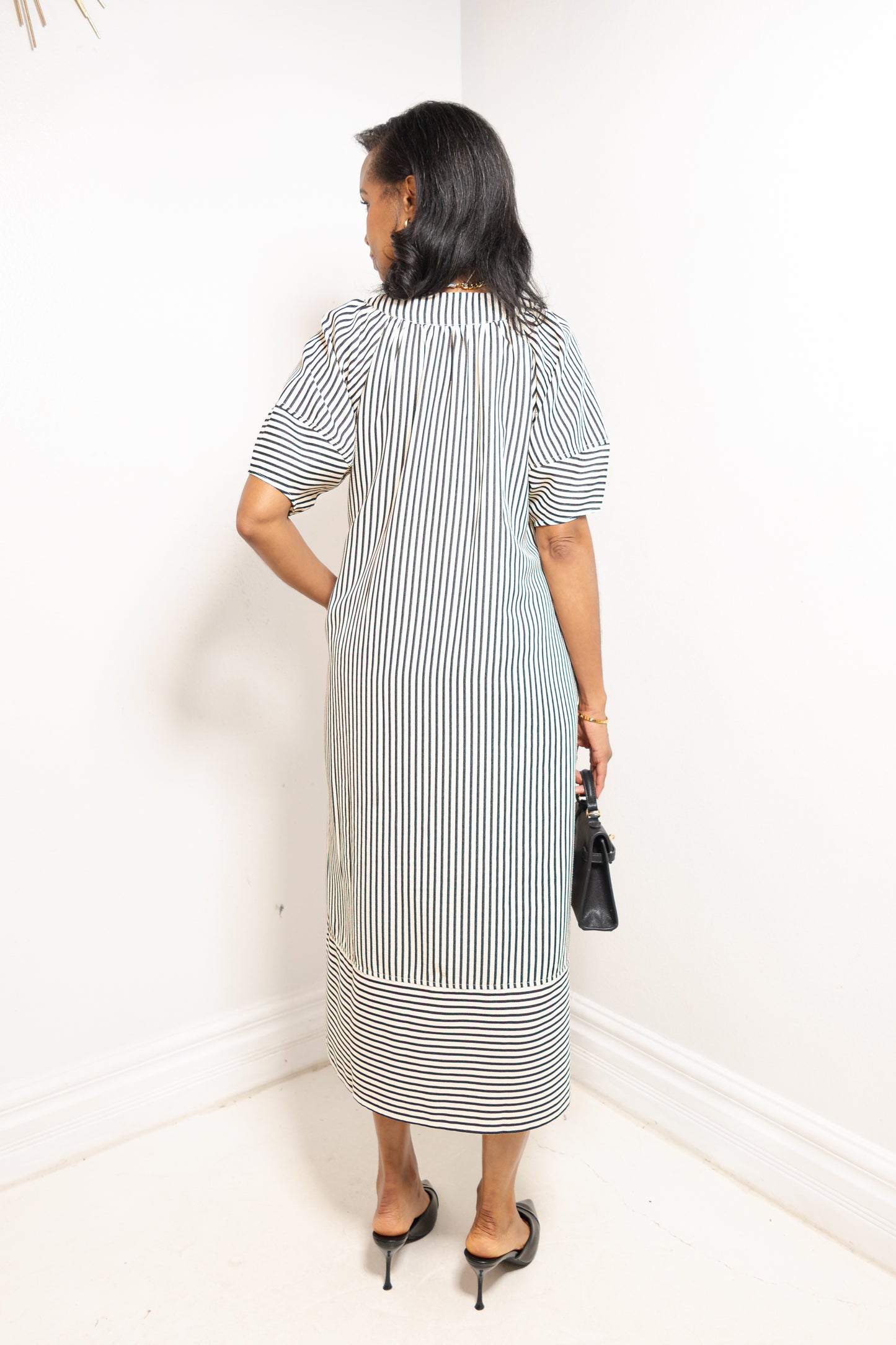 Uptown Lines Pullover Striped Midi Dress