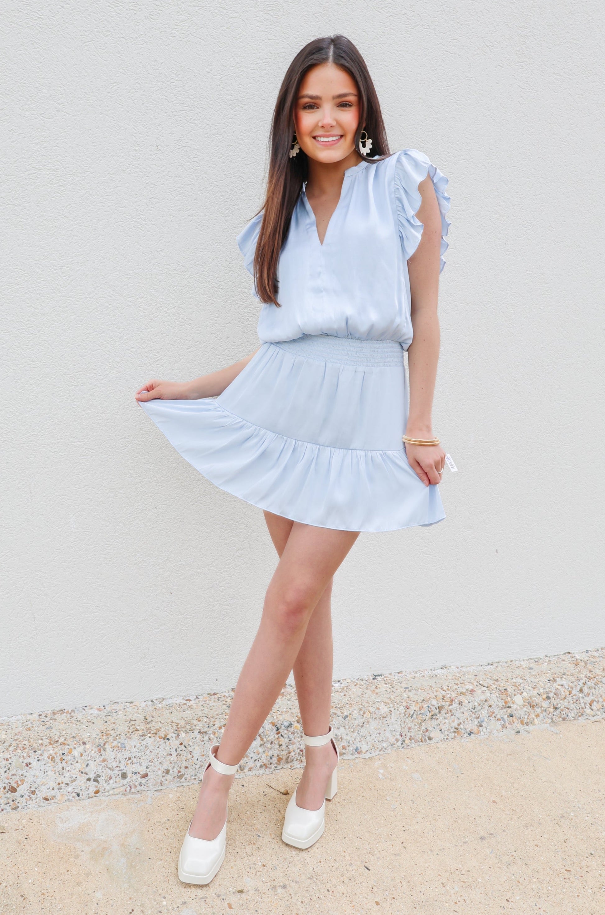 Reset Softly Chic V-Neck Ruffled Dress Romper – KCoutureBoutique