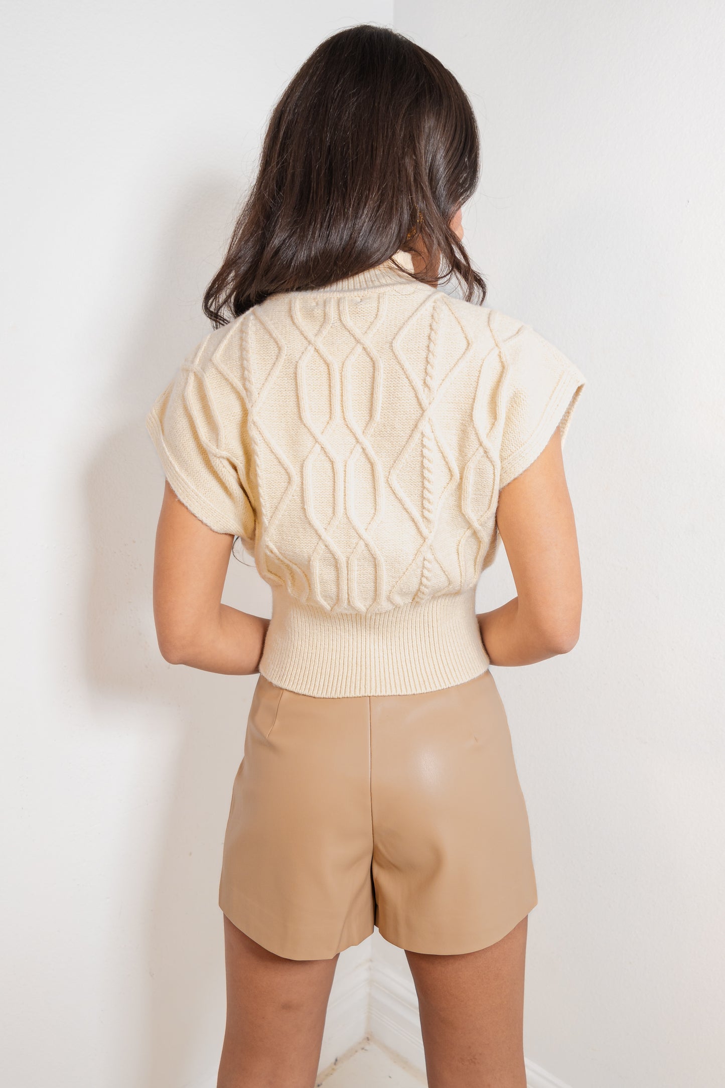 Vanilla Twist Cable Knit Sweater Top