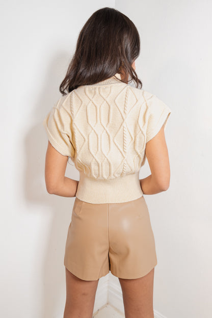 Vanilla Twist Cable Knit Sweater Top