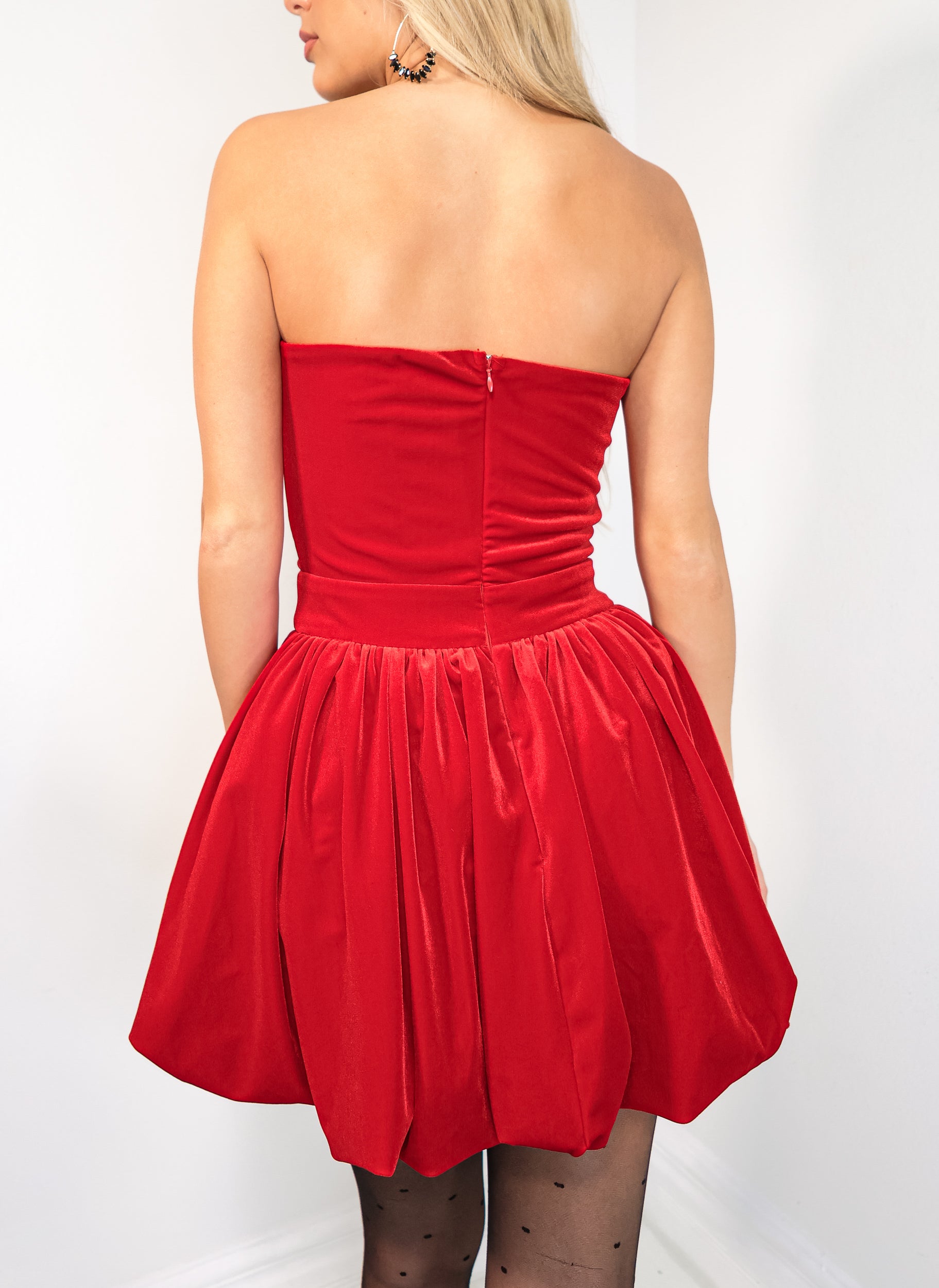 balloon short dress Leather Strapless Mini Dress | Balloon Silhouette Dresses