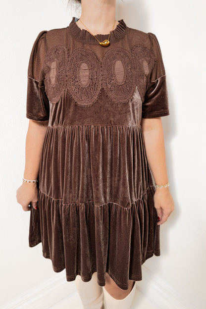 Velvet Essence Lace Detail Dress