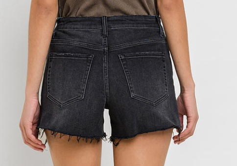 Vervet Black High Rise Side Slit Shorts-Bottoms-KCoutureBoutique, women's boutique in Bossier City, Louisiana