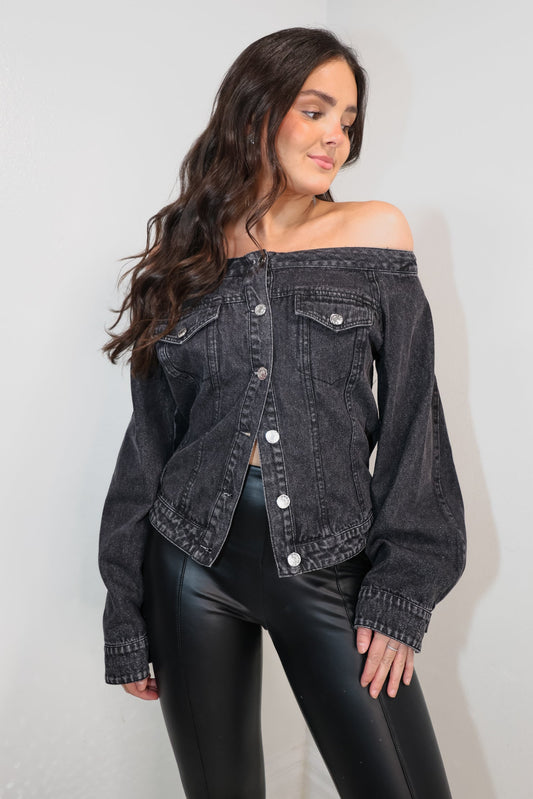 Vintage Chic Off Shoulder Denim Top