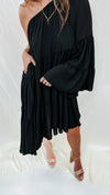 Voluminous One Shoulder Shirred Dress-Dresses-KCoutureBoutique, women's boutique in Bossier City, Louisiana