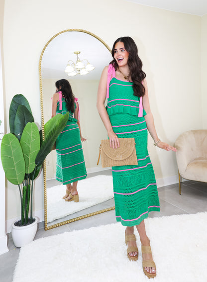 Watermelon Sugar Crochet Contrast Striped Set