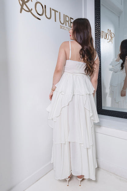 Whispered Promises Layered Pleated Maxi Dress