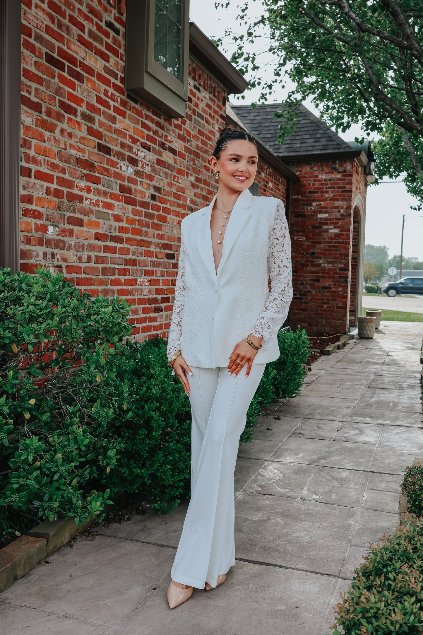 White Lace Trim Blazer-Blazer-KCoutureBoutique, women's boutique in Bossier City, Louisiana