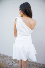White One Shoulder Drop Waist Dress-Dresses-KCoutureBoutique, women's boutique in Bossier City, Louisiana