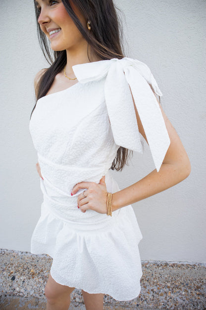 White One Shoulder Drop Waist Dress KCoutureBoutique White One Shoulder Drop Waist Dress KCoutureBoutique