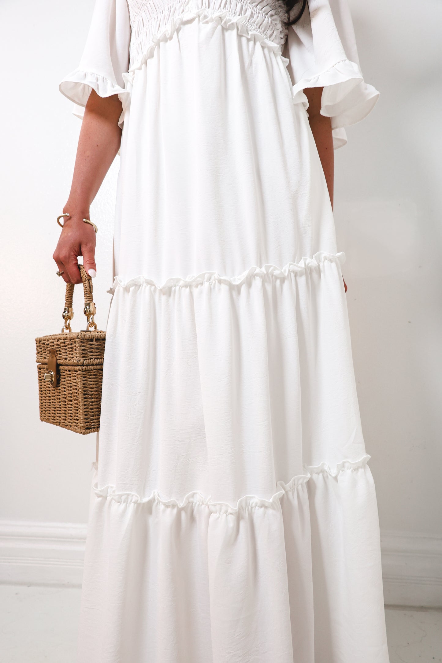White Magnolia Smocked Maxi Dress