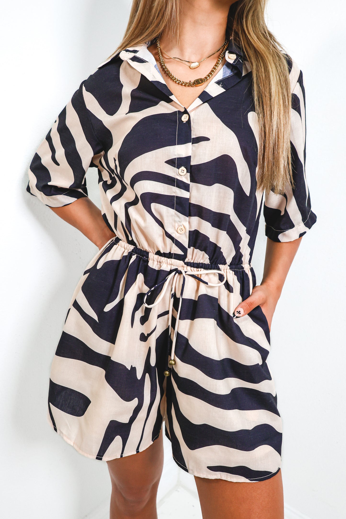 Wild Escape Button Down Romper