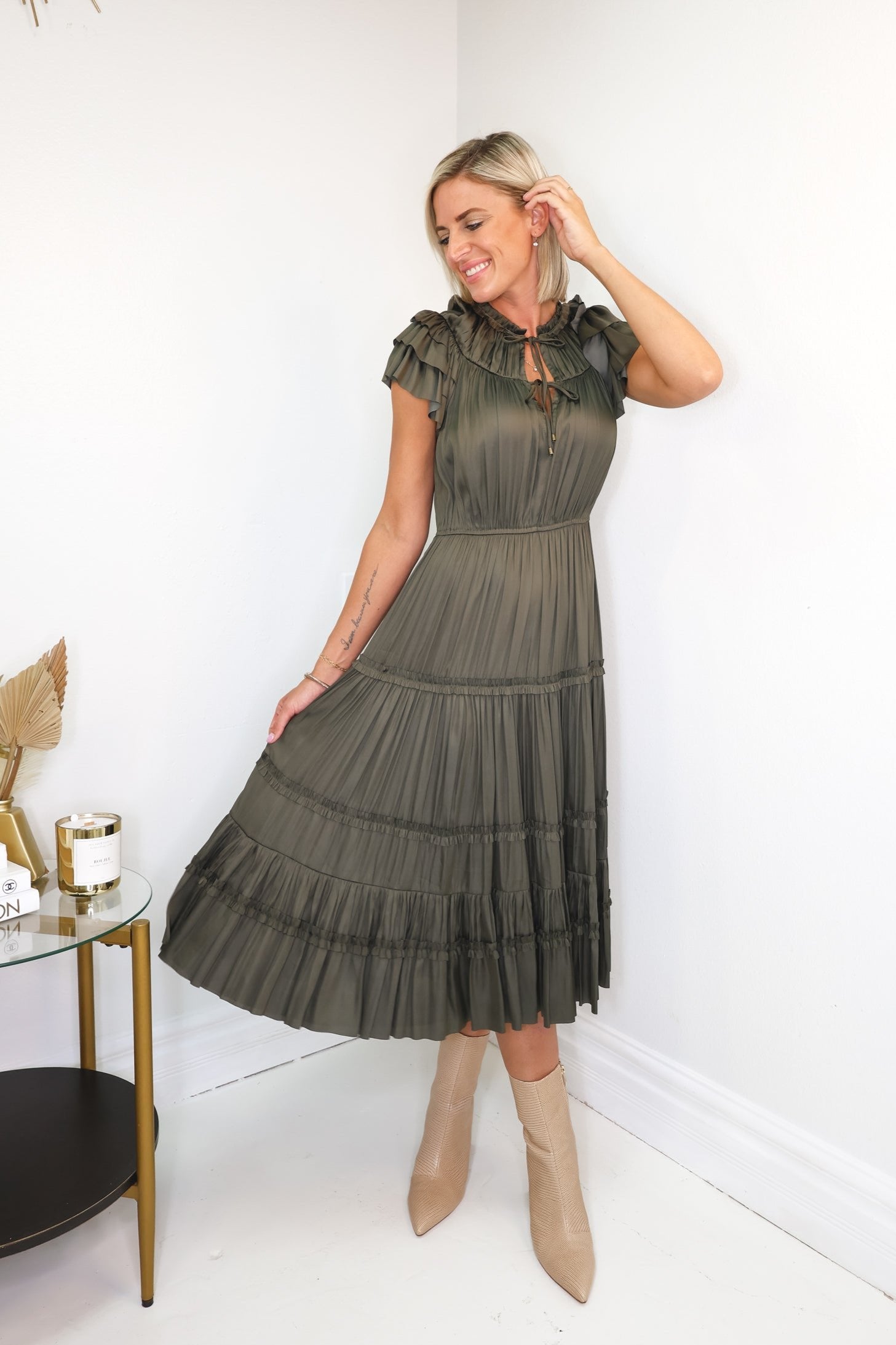 Won Your Heart Sage Green Midi Dress