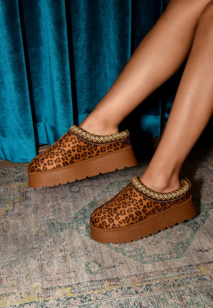 Suede Stitch Platform Slippers