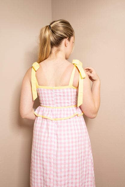 Pink Lemonade Gingham Midi Dress