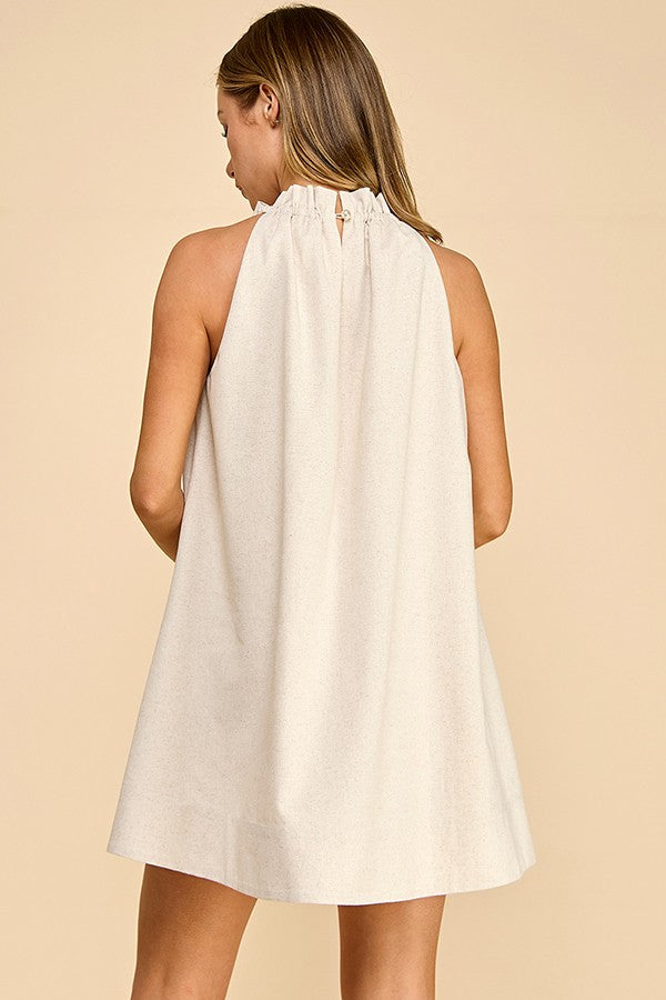 Ivory Tides Linen Mini Dress