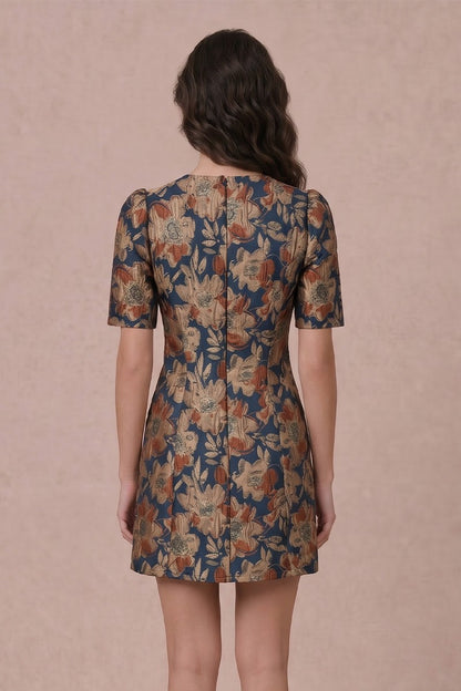 Blue and Bronze Mini Dress