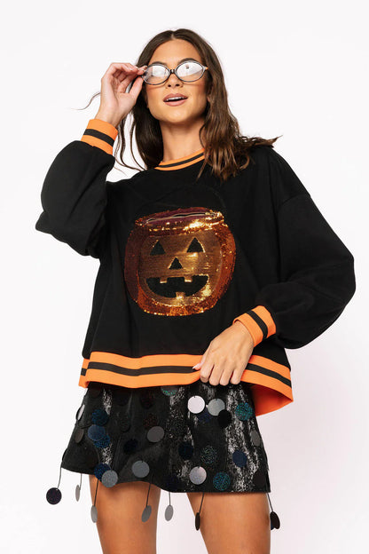 Queen of Sparkles Pumpkin Candy Bucket Sweatshirt