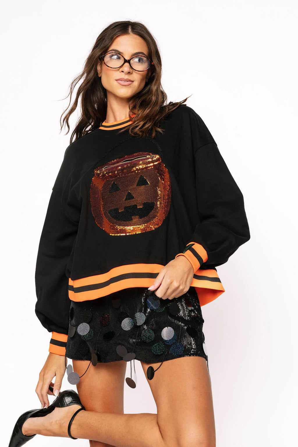 Queen of Sparkles Pumpkin Candy Bucket Sweatshirt