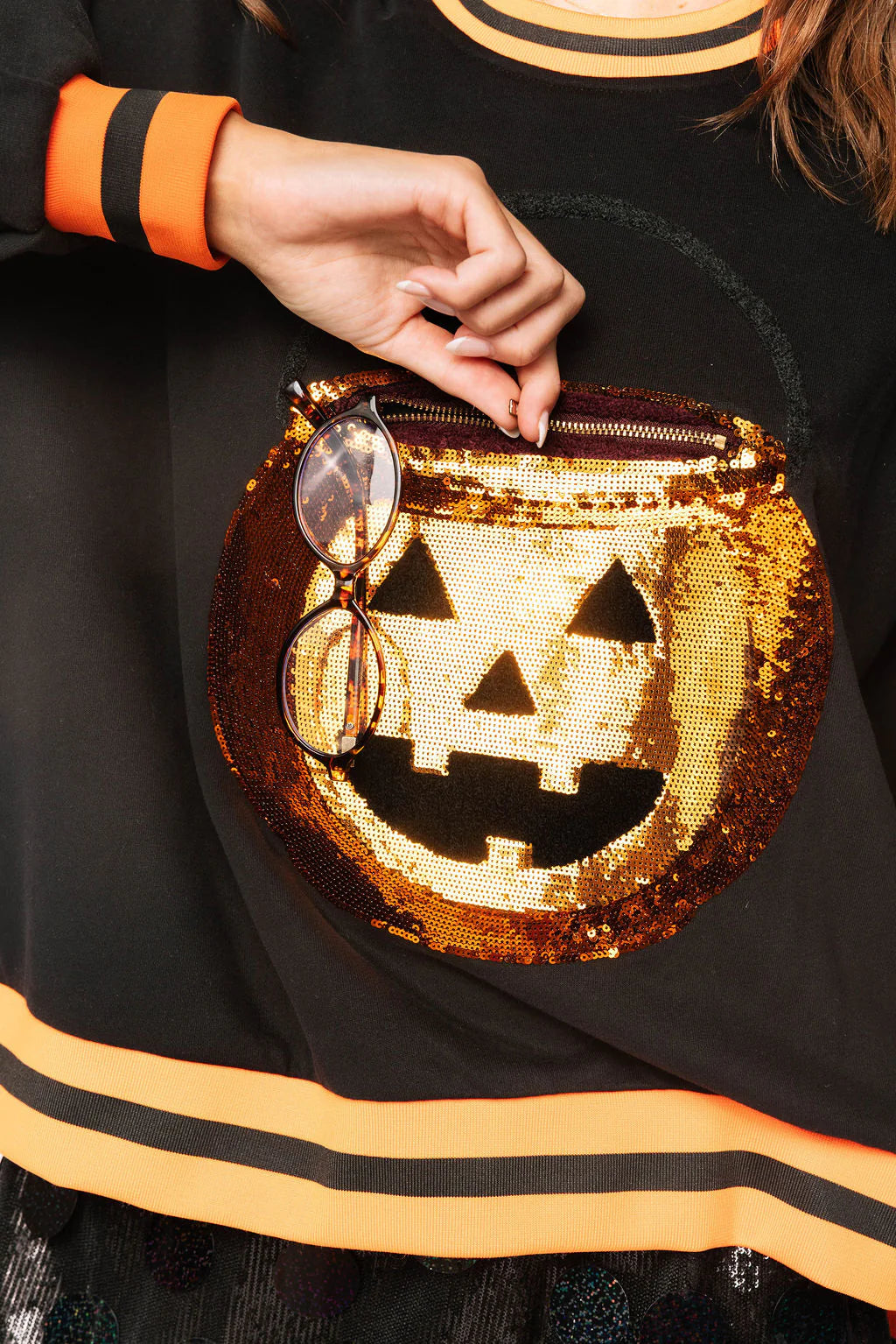 Queen of Sparkles Pumpkin Candy Bucket Sweatshirt