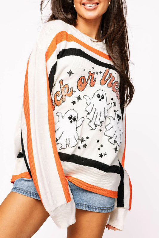 Queen of Sparkles Striped 'Trick or Treat' Sweater