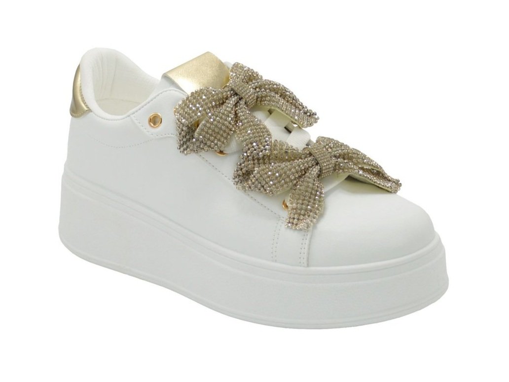 Platform Gold Jewel Bow Sneakers