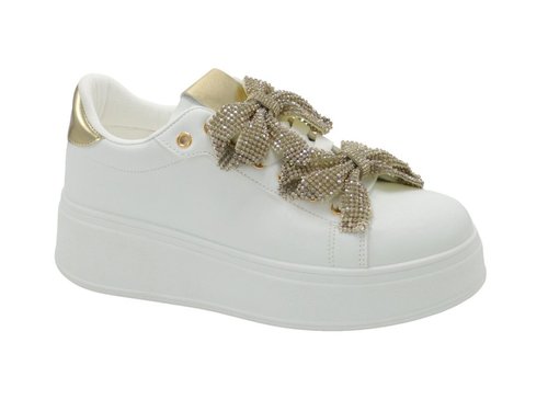 Platform Gold Jewel Bow Sneakers