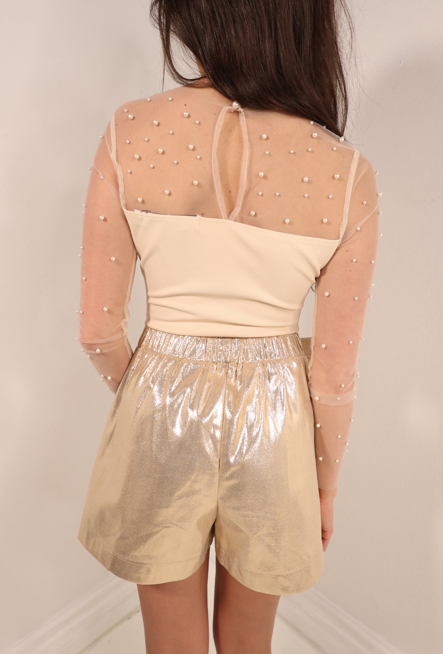 Golden Daze Metallic Bow Shorts