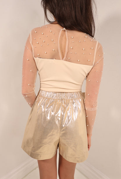 Golden Daze Metallic Bow Shorts