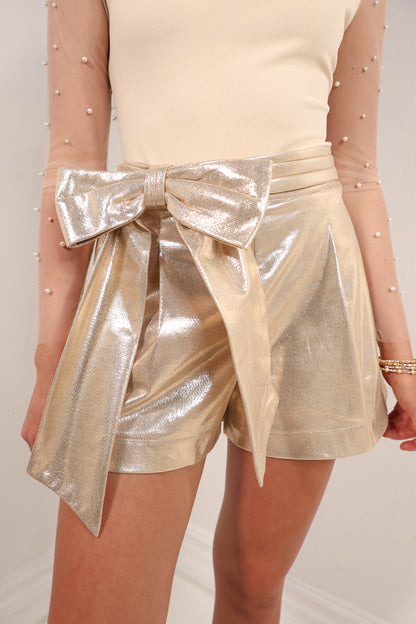 Golden Daze Metallic Bow Shorts