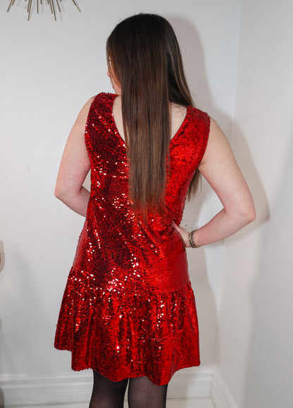 Ruby Red Sequin Party Dress Ruby Red / Large (10/12) Ruby Red Sequin Party Dress Ruby Red / Large (10/12)