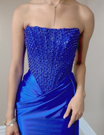 Sapphire Siren Beaded Gown