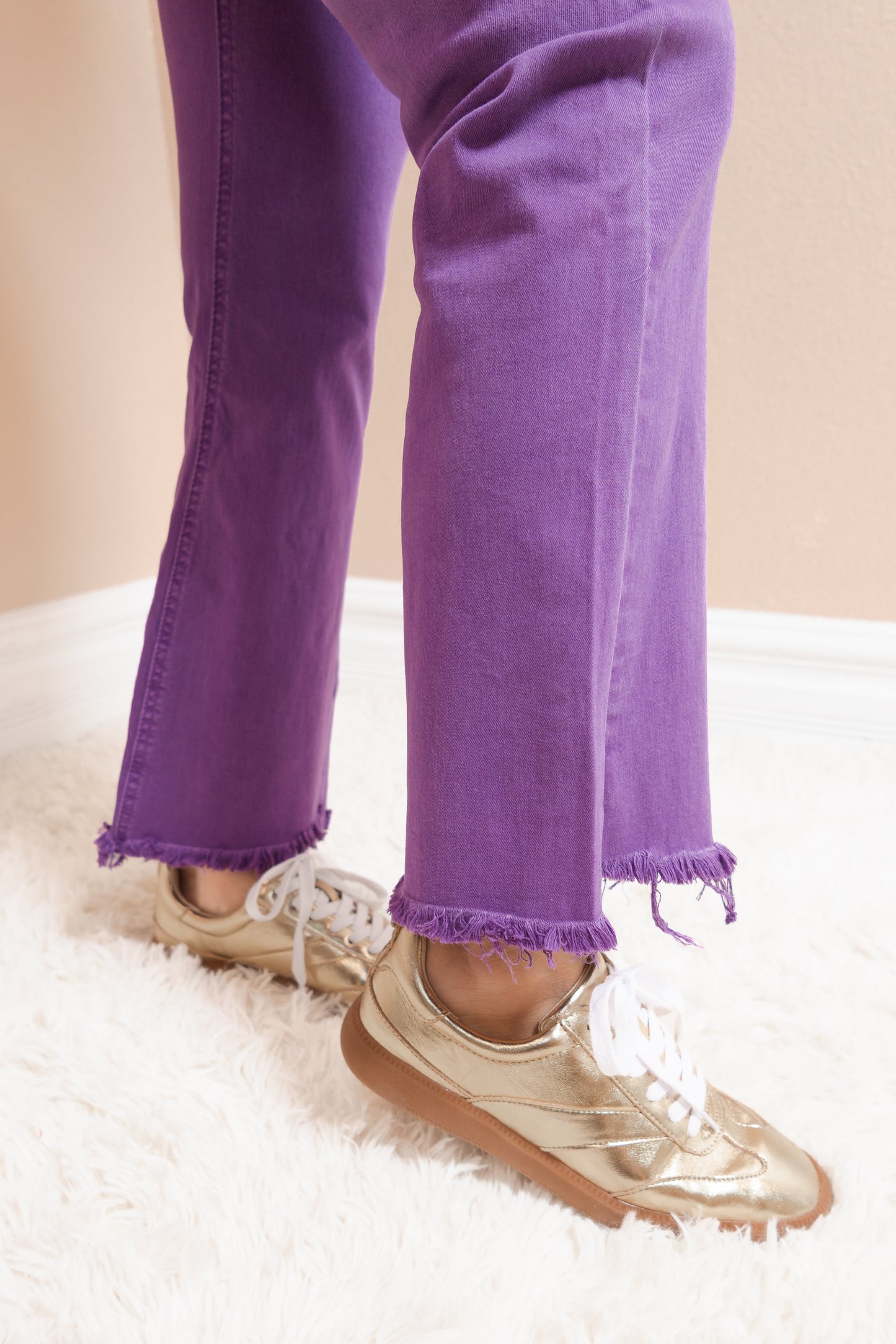 Purple Reign Raw Hem Flares
