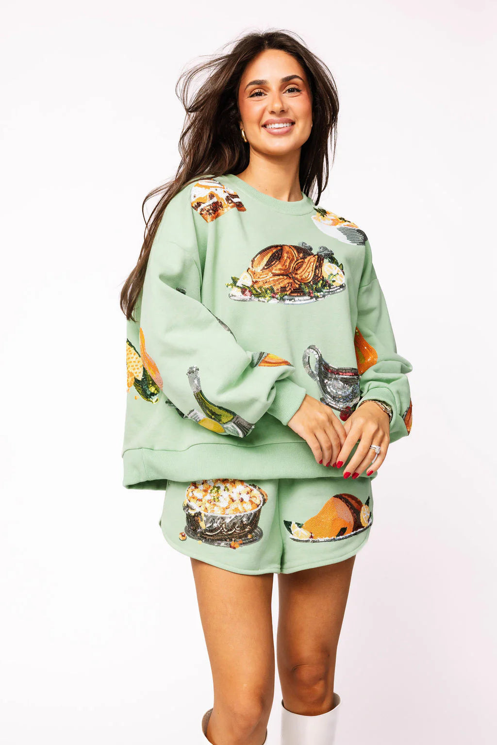 Queen of Sparkles Mint Queen of Turkey Sweatshirt