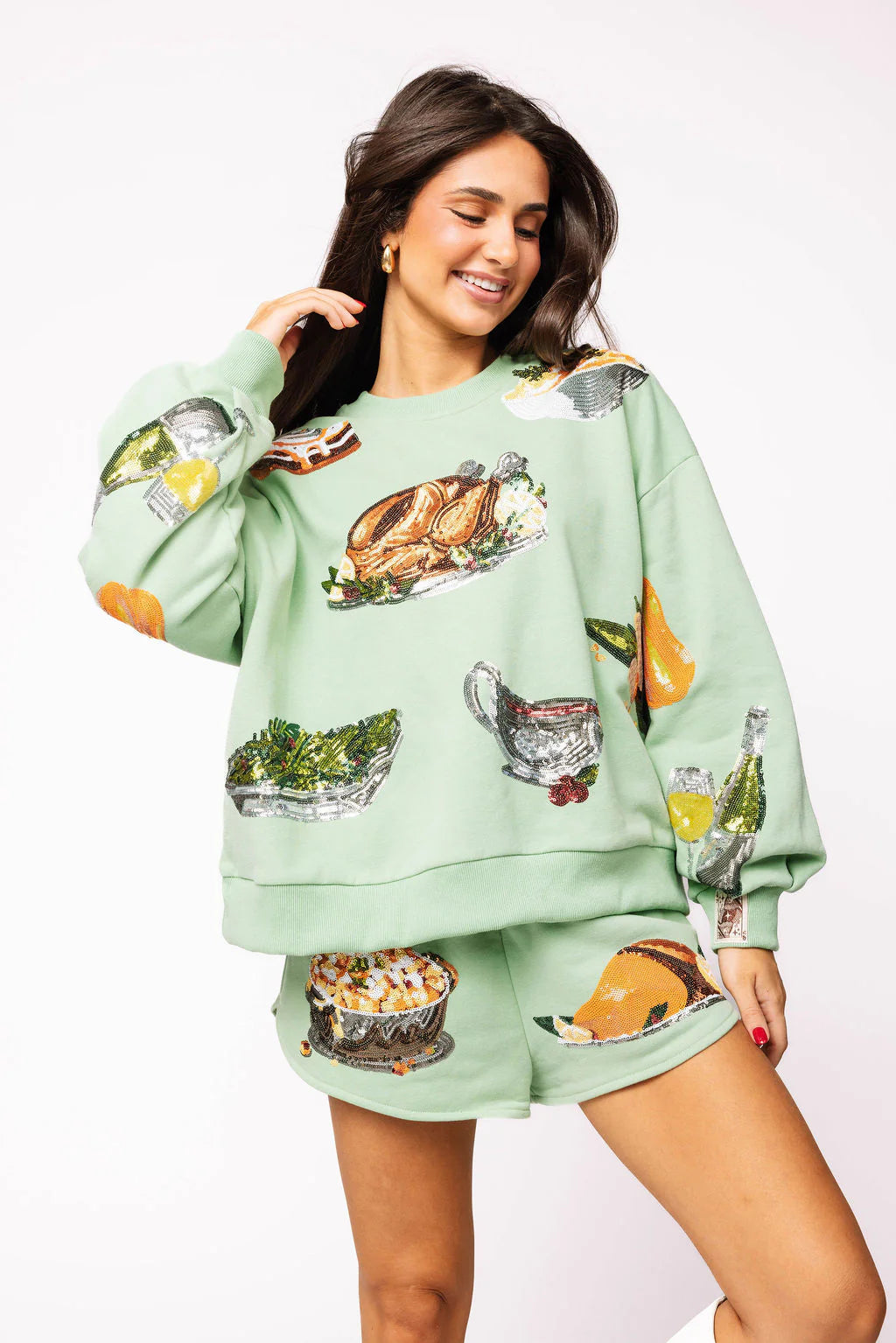 Queen of Sparkles Mint Queen of Turkey Sweatshirt