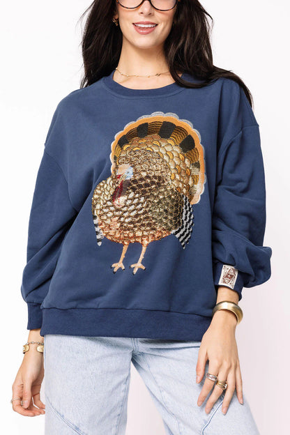Queen of Sparkles Navy Big Turkey Sweatshirt