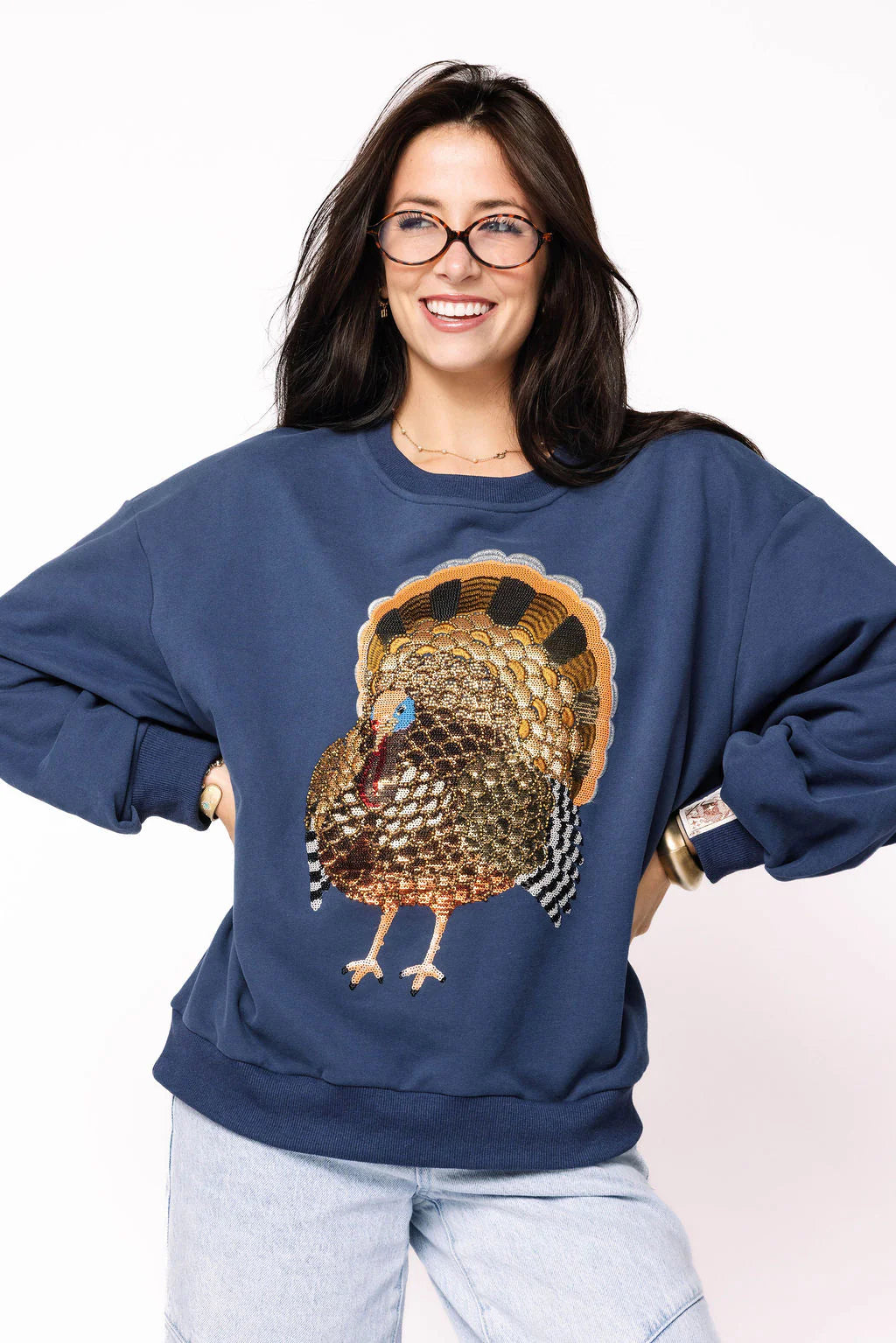 Queen of Sparkles Navy Big Turkey Sweatshirt