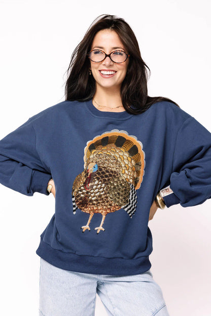 Queen of Sparkles Navy Big Turkey Sweatshirt