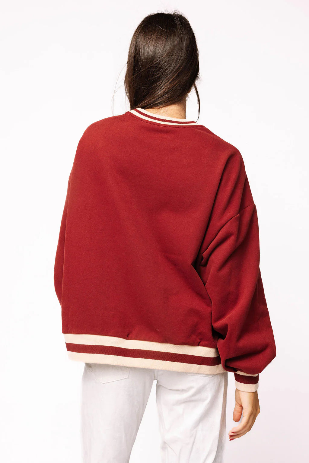 Queen of Sparkles Maroon & Ivory Rhinestone 'Stuffed" Sweatshirt
