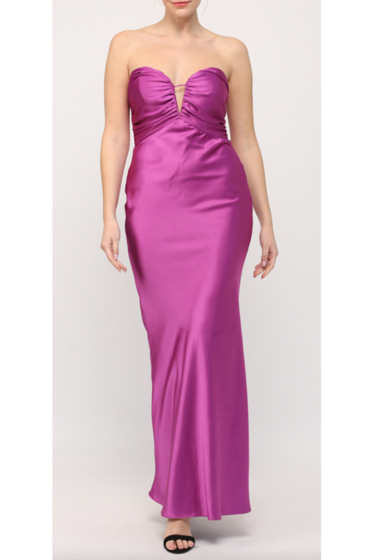 Be Classy Strapless Satin Maxi Dress-Apparel & Accessories-KCoutureBoutique, women's boutique in Bossier City, Louisiana