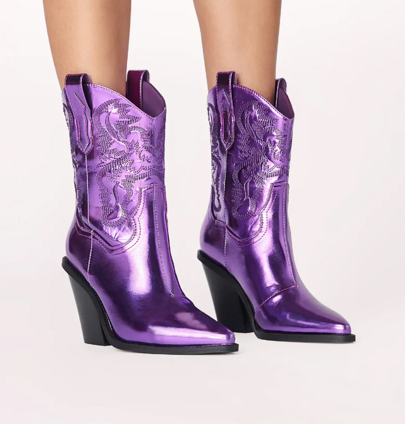 Billini Purple Metallic Booties-Apparel & Accessories-KCoutureBoutique, women's boutique in Bossier City, Louisiana