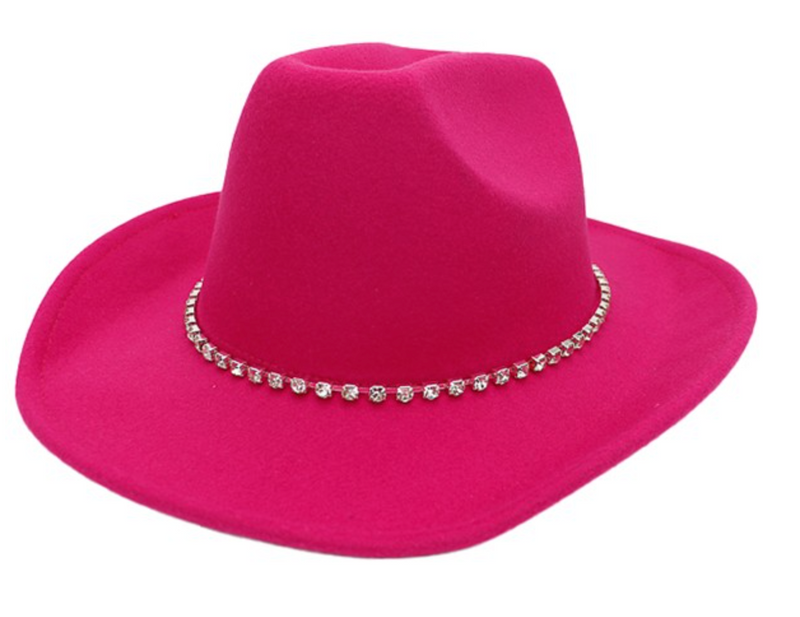 Crystal Rhinestone Felt Western Cowboy Hat-Apparel & Accessories-KCoutureBoutique, women's boutique in Bossier City, Louisiana