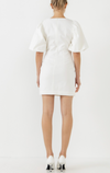 Cute As A Button Puff Sleeve White Dress-Dresses-KCoutureBoutique, women's boutique in Bossier City, Louisiana