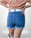 Distressed Vibrant Denim Shorts-Shorts-KCoutureBoutique, women's boutique in Bossier City, Louisiana
