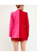 Endless Red/Fuchsia Color Block Blazer-Tops-KCoutureBoutique, women's boutique in Bossier City, Louisiana